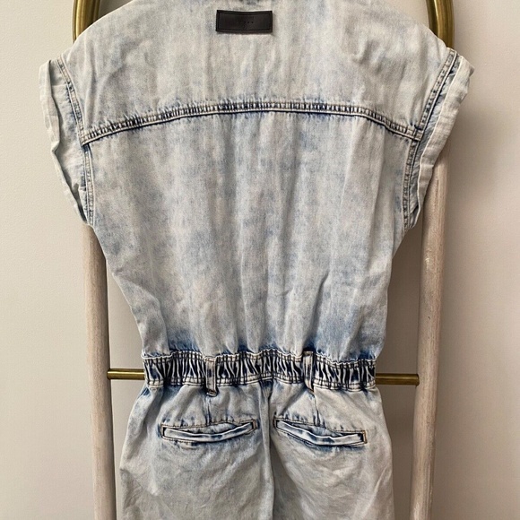 Blank NYC Time Zone Blue Washed Denim Short Sleeve Cotton Casual Romper Size S - Picture 2 of 12